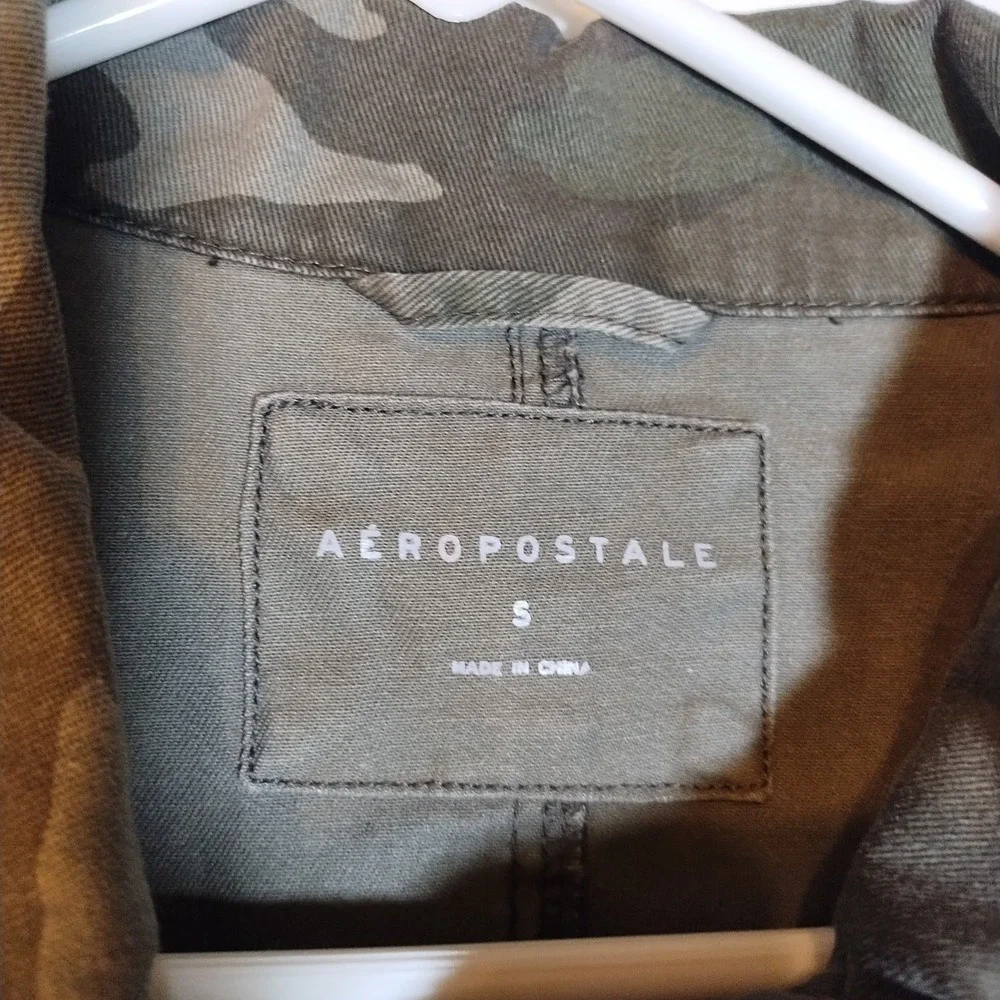 Aeropostale Womens Sm Camouflage Print Utility Jacket Military Army Cargo Pocket